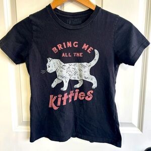 Kids size large Bring Me All the Kitties graphic tee. Black short sleeved.